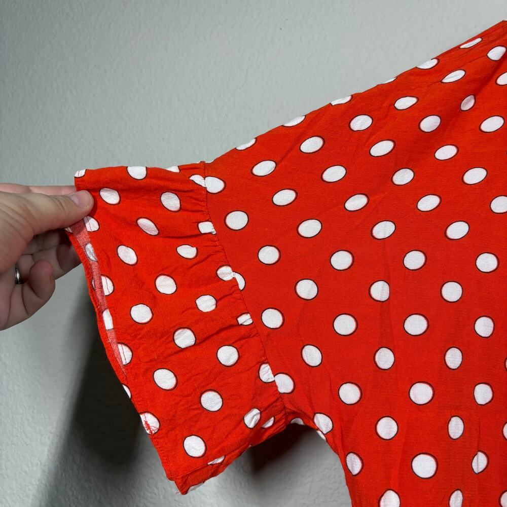 Boden Plus 18 Polka Dot Boxy Top Blouse Orange White Viscose Flutter Sleeves - Picture 3 of 7